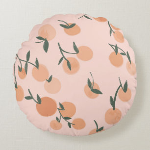 Doodle Art: Orange Cherry Vintage Pattern Round Cushion