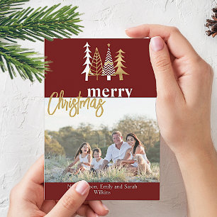 Doodle Art Trees Christmas Photo Greeting Invitation
