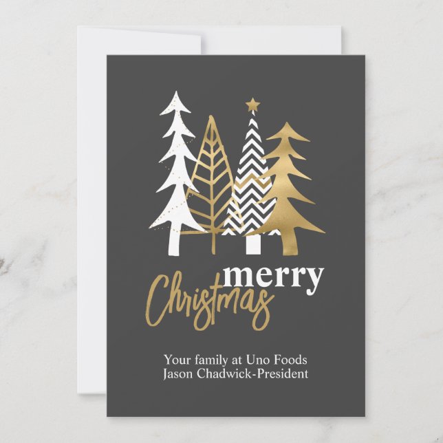 Doodle Art Trees Grey Company Christmas  Invitation (Front)