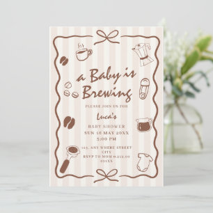doodle Baby Is Brewing Retro coffee Baby Shower Invitation