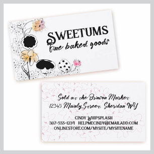 doodle baking bakery sweets flowers cookie cupcake business card