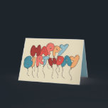 Doodle Balloon Letters Tan and Blue Birthday Card<br><div class="desc">This simple birthday card features doodled letter-shaped balloons in coral,  maroon,  pale orange,  light blue,  and french blue that spell out the message Happy Birthday against a light tan background. The light blue inside of these cards is blank and ready for you to add your own custom message.</div>