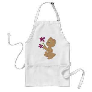 Doodle Bear Flowers Standard Apron