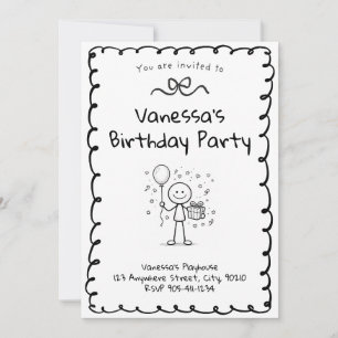 Doodle Birthday Invitation- Stick Figure Invite