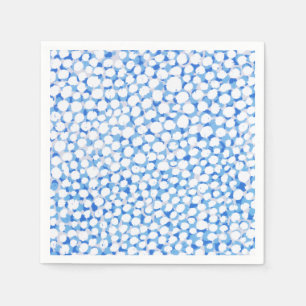 Doodle Blue White Dots Floral Blossom Watercolor Napkin