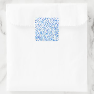 Doodle Blue White Dots Floral Blossom Watercolor Square Sticker