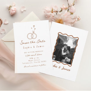 Doodle Boho photo Wedding elegant simple Invitation