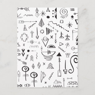 Doodle boho sketch pattern postcard