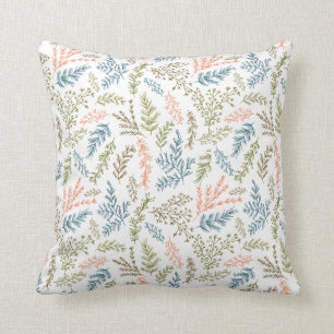 doodle botanical leaves patterned pillow