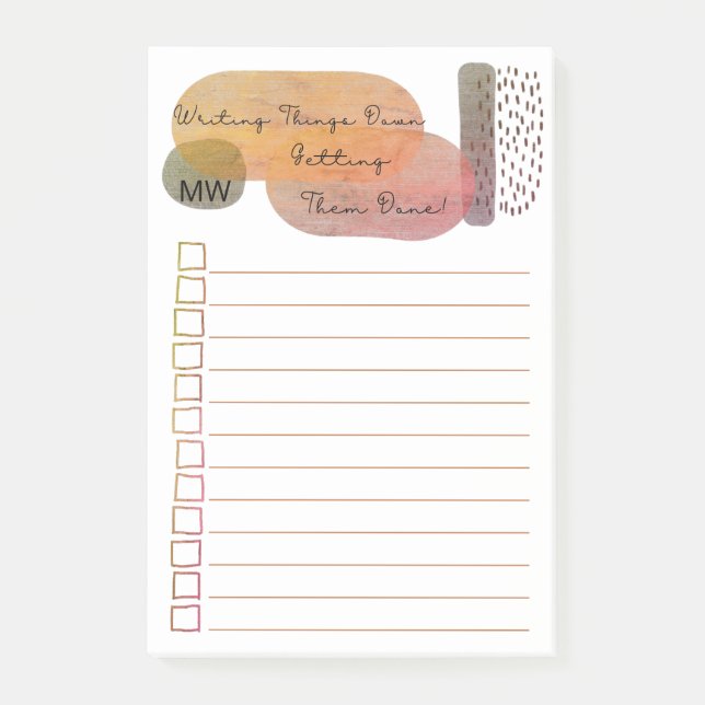 Doodle Boxes Abstract Shapes Monogram To Do List Post-it Notes (Front)