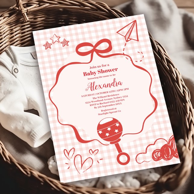 Doodle Brunch Bow Bow Baby Shower Invitation (Creator Uploaded)