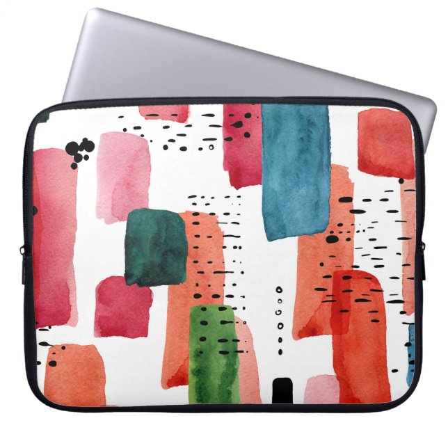 Doodle Brush: Orange Blue Laptop Sleeve (Front)