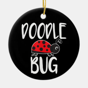 Doodle Bug Ladybug Funny Doodle Ceramic Tree Decoration