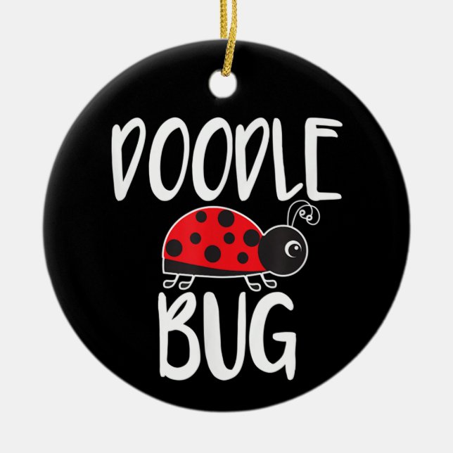 Doodle Bug Ladybug Funny Doodle Ceramic Tree Decoration (Front)