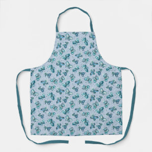 Doodle Bugs Butterflies - blue - seamless pattern. Apron