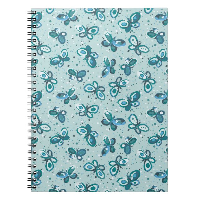 Doodle Bugs Butterflies - blue - seamless pattern. Notebook (Front)