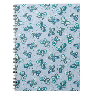 Doodle Bugs Butterflies - blue - seamless pattern. Notebook