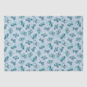 Doodle Bugs Butterflies - blue - seamless pattern. Tissue Paper