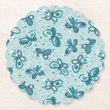 Doodle Bugs Butterflies - turquoise - pattern.