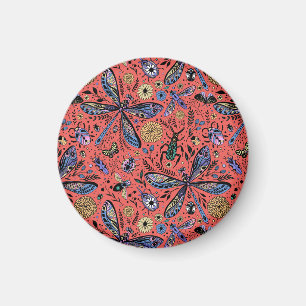 Doodle bugs on coral red magnet