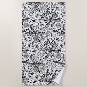 Doodle bugs on dark blue beach towel