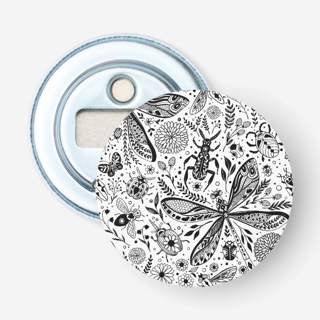 Doodle bugs on dark blue bottle opener (Front)