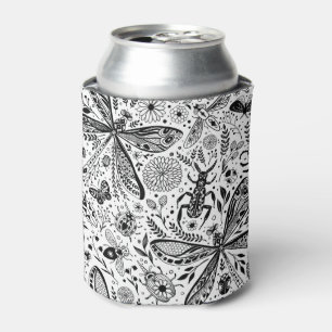 Doodle bugs on dark blue can cooler