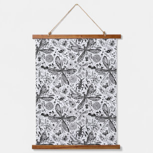 Doodle bugs on dark blue hanging tapestry