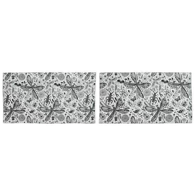 Doodle bugs on dark blue pillowcase (Front-Set)