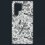 Doodle bugs on dark blue samsung galaxy case<br><div class="desc">Hand-drawn variety of bugs and flowers in black and white</div>