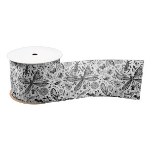 Doodle bugs on dark blue satin ribbon