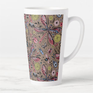 Doodle bugs on mocha brown latte mug