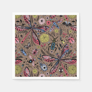 Doodle bugs on mocha brown napkin