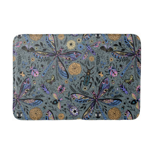 Doodle bugs on slater grey bath mat