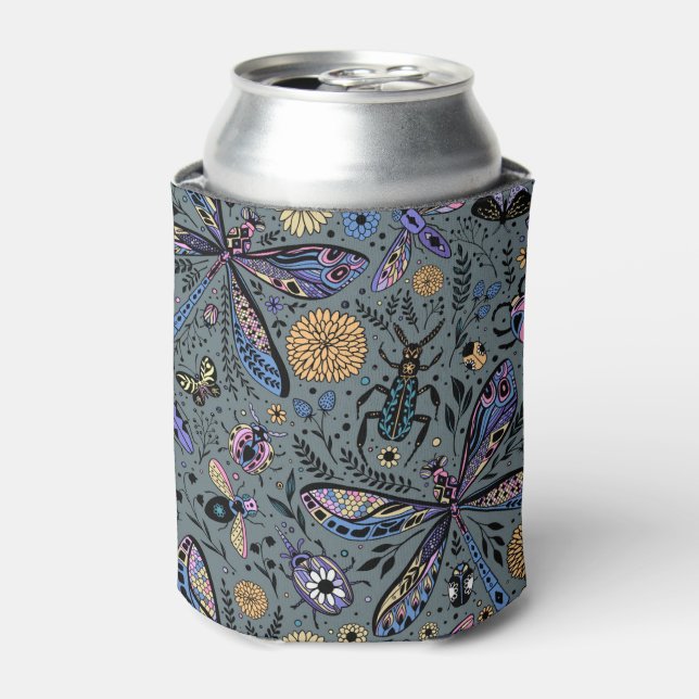 Doodle bugs on slater grey can cooler (Can Front)