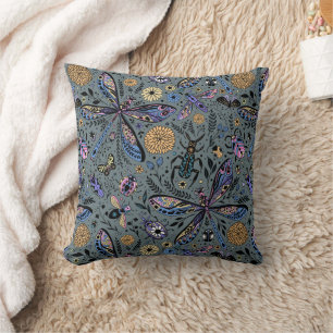 Doodle bugs on slater grey cushion