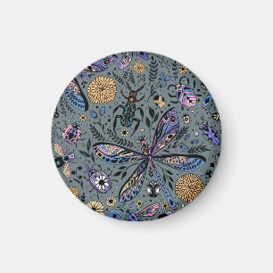 Doodle bugs on slater grey magnet