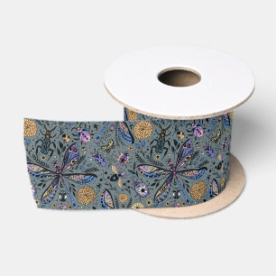Doodle bugs on slater grey satin ribbon