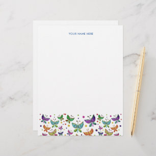 Doodle Butterflies Bright Coloured Boho Custom Letterhead