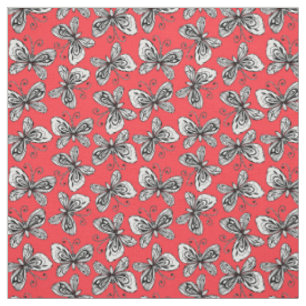 Doodle butterflies pattern fabric
