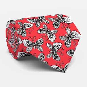 Doodle butterflies pattern tie