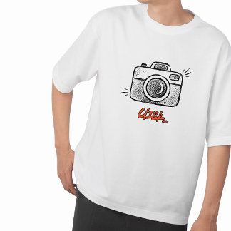 Doodle Camera Click Typography Minimal Tee