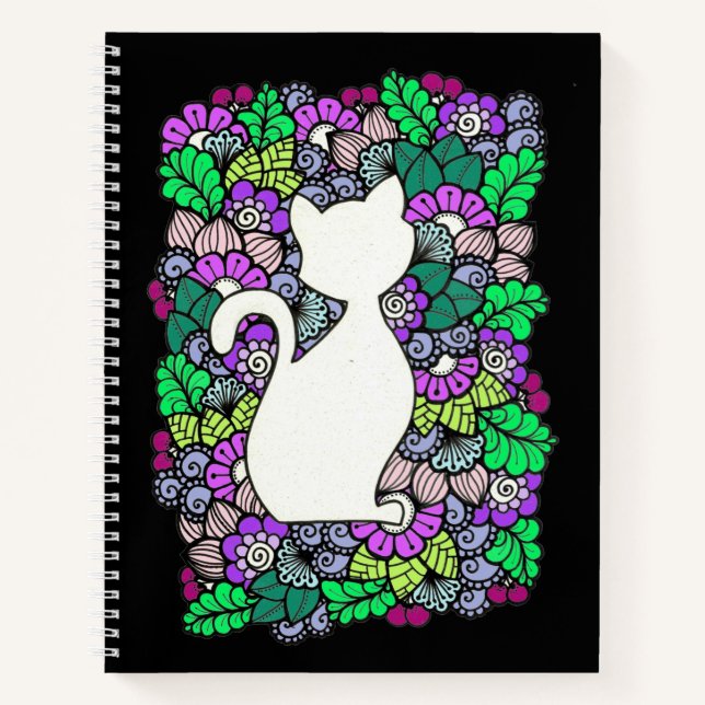 Doodle Cat 8.5" x 11" Spiral Notebook (Front)