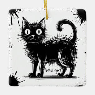 doodle cat  ceramic ornament