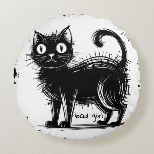 doodle cat round cushion