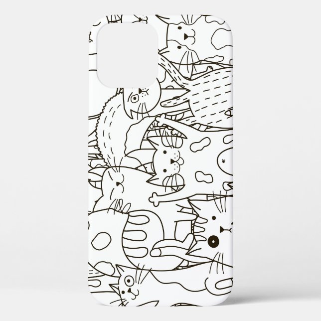 Doodle cats: black and white. Case-Mate iPhone case (Back)