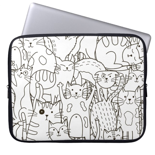 Doodle cats: black and white. laptop sleeve (Front)
