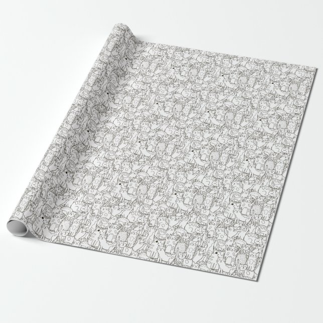 Doodle cats: black and white. wrapping paper (Unrolled)