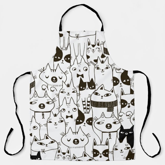 Doodle cats: funny seamless pattern. apron (Front)