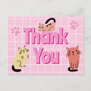 Doodle Cats Thank You Postcard